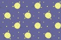 Vector color seamless repeating childish pattern with cute monsters aliens and space doodles. Baby background perfect for fabric, Royalty Free Stock Photo