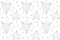 Vector color seamless repeating childish pattern with cute monsters aliens and space doodles. Baby background perfect for fabric, Royalty Free Stock Photo