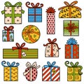 Vector color set of Christmas gifts Royalty Free Stock Photo