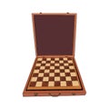 Vector color sketch of box with Chess board. Royalty Free Stock Photo