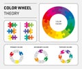 Vector color wheel theory twelve puzzle pieces Royalty Free Stock Photo