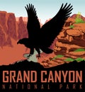 Vector Colorado river in Grand Canyon National Park with bald eagle Royalty Free Stock Photo