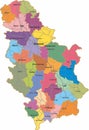 Vector colored administrative map of Serbia.