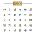 Vector Colored Bank Line Icons