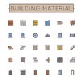 Vector Colored Building Material Line Icons