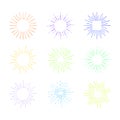 Vector Colored Circle Retro Style Fireworks Isolated on White Background, Colorful Illustrations. Royalty Free Stock Photo