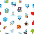 Vector colored diabetes icons pattern or background illustration