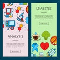 Vector colored diabetes icons web banner illustration