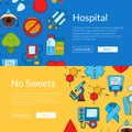 Vector colored diabetes icons web banner templates illustration