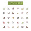 Vector Colored Diagrams Line Icons
