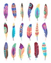 Vector colored feathers set Royalty Free Stock Photo