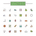 Vector Colored Fitness Line Icons Royalty Free Stock Photo