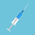 Vector colored flat design medical plastic syringe. Isolated. Royalty Free Stock Photo