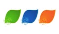 3 vector colored icons green blue and orange colors with printing eco Royalty Free Stock Photo