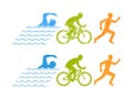 Vector colored linear silhouette triathlete