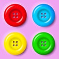 Vector colored plastic buttons isolated on pink background set. Realistic vector illustration Royalty Free Stock Photo