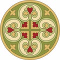 Vector colored round ancient Byzantine ornament. Classical circle of the Eastern Roman Empire, Greece. Royalty Free Stock Photo