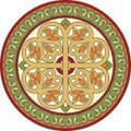 Vector colored round ancient Byzantine ornament. Royalty Free Stock Photo