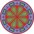 Vector colored round ancient Byzantine ornament.