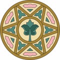Vector colored round ancient Byzantine ornament. Classical circle of the Eastern Roman Empire, Greece. Royalty Free Stock Photo