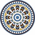 Vector colored round ancient persian ornament.