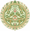 Vector colored round Arabic ornament.