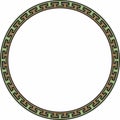 Vector colored round Chinese ornament. Circle border, east asian frame.