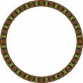 Vector colored round Chinese ornament. Circle border, east asian frame.