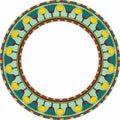 Vector colored round Egyptian border. Circle ornament of ancient Africa.