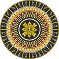 Vector colored round native american ornament. Circle with dancing men Royalty Free Stock Photo