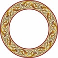 Vector colored round oriental ornament. Arabic patterned circle of Iran, Iraq, Turkey, Syria