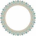 Vector colored round oriental ornament. Arabic patterned circle of Iran, Iraq, Turkey, Syria. Persian frame, border.