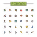 Vector Colored School Line Icons