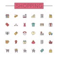 Vector Colored Shopping Line Icons