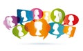 Vector colored Speech bubble. Crowd talking. Group of people talking. Profile silhouette. Communication between people Royalty Free Stock Photo