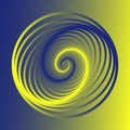 Vector colored spiral. Yellow-blue structure. Twisted abstract wireframe tunnel. Colorful Vector illustration