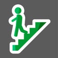 Vector colored sticker icon of a man goes down the stairs, on t Royalty Free Stock Photo