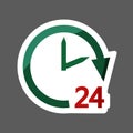 Vector colored sticker image of time, 24 hours and infinity. Royalty Free Stock Photo