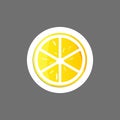 Vector colored sticker of a slice citrus. Vector icon of lemon,