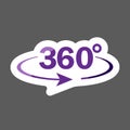 Vector colored sticker turn sign 360 degrees. Vector icon