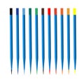 Vector colored wooden pencils on white background