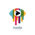 Vector colorful abstract eye logo, sign, emblem design element. Media, CCTV, television broadcast and tv design concept.