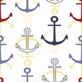 Vector colorful anchors repeat seamless pattern.