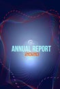 Vector colorful annual report, flyer, cover with dot and line wave on blue background