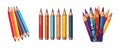 vector colorful art crayons. colorful drawing pencil sets. colorful pencil sets for art vector illustration on white
