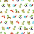 Vector Colorful Autumn Berries Nuts Seamless