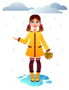 Vector colorful autumn illustration of arainy weather. Royalty Free Stock Photo