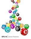 Vector Colorful Bingo balls fall randomly. Royalty Free Stock Photo