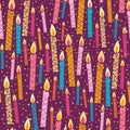 Vector colorful birthday candles seamless pattern