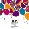 Vector colorful birthday card with paper balloons Royalty Free Stock Photo